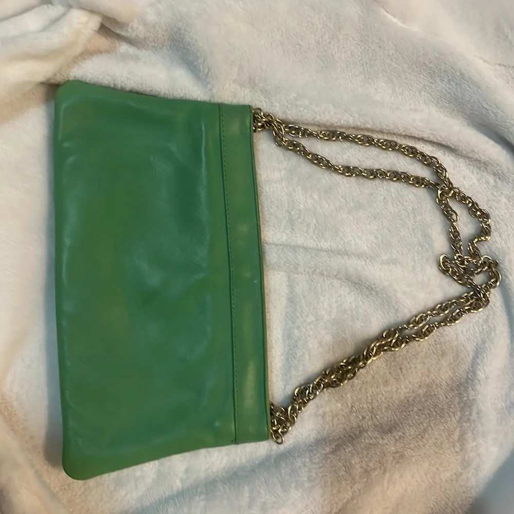 Kate Spade Mini Shoulder Bag Green Leather with Gold Chain